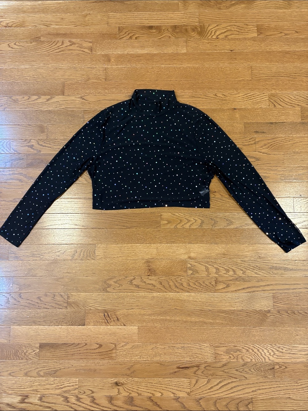 Shein | Black Mesh Crop Top Sequined Shein Curve Size 2XL w/ Some Stretch